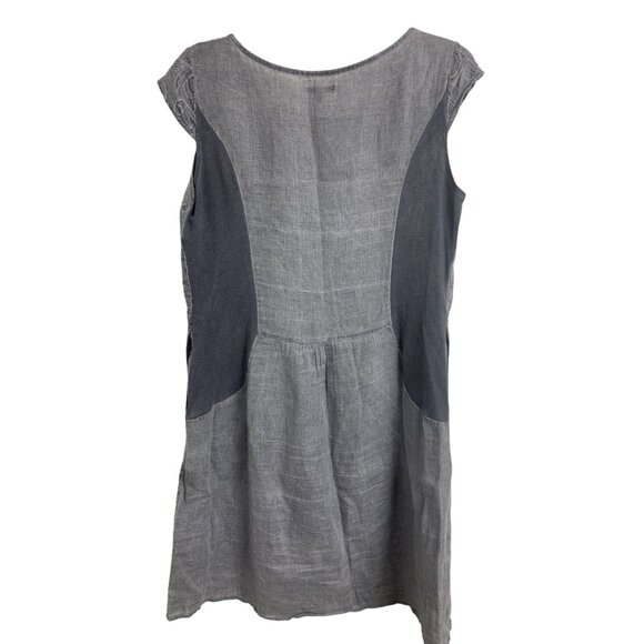 Lina Tomei L Linen Embroidered Lightweight Midi Dress Coastal - Picture 3 of 9